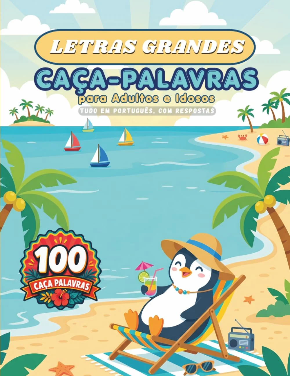 Cover of Caça-Palavras em Português para Adultos e Idosos: Letras Grandes: 100 Caça-Palavras com Respostas, 10 Temas Divertidos, 20 Palavras por Jogo (Pixel Wizard Press em Português) (Portuguese Edition)