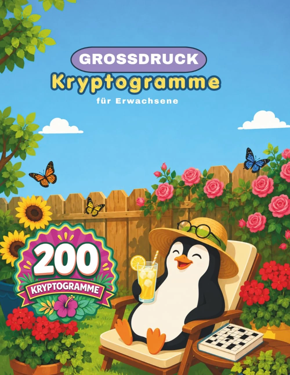 Cover of Kryptogramm-Rätselbuch für Erwachsene Großdruck: 200 Kryptogramm-Rätsel im Großdruck mit Lösungen (Pixel Wizard Press, Bd. 1) (German Edition)
