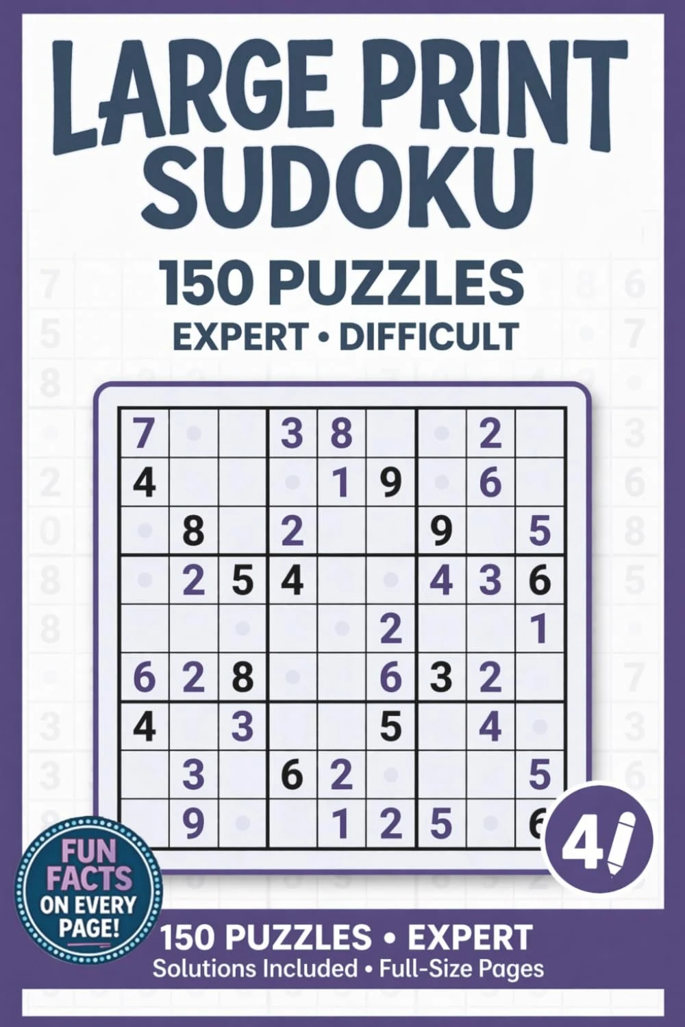 Cover of Large Print Sudoku: 150 Expert Puzzles, One Per Page with Full Solutions (Pixel Wizard Press Puzzle Books)