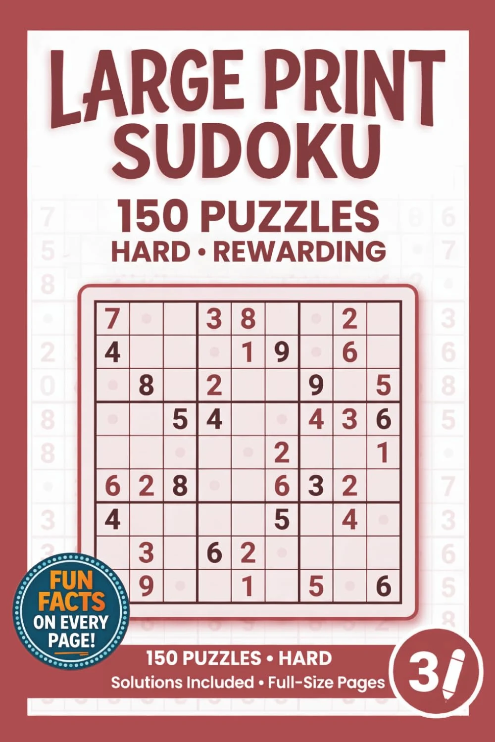 Cover of Large Print Sudoku: 150 Hard Puzzles, One Per Page with Full Solutions (Pixel Wizard Press Puzzle Books)
