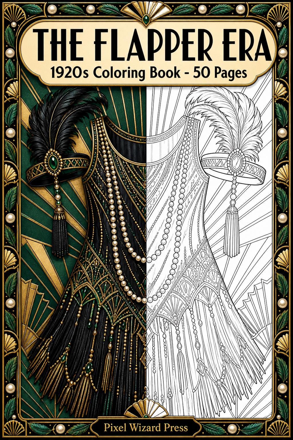 1920s Flapper Coloring Book, 50 Art Deco Fashion Pages cover