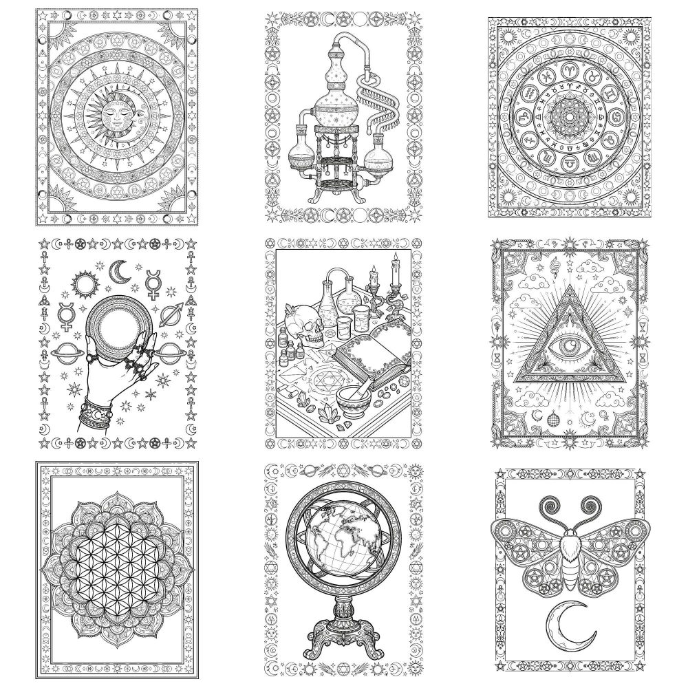 Occult Alchemy alchemical apparatus coloring page example