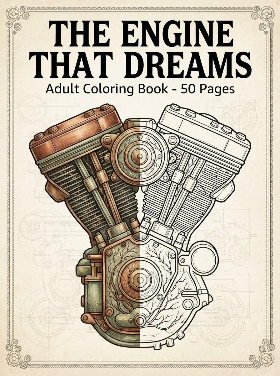 Vintage Machine Coloring Book printable PDF cover