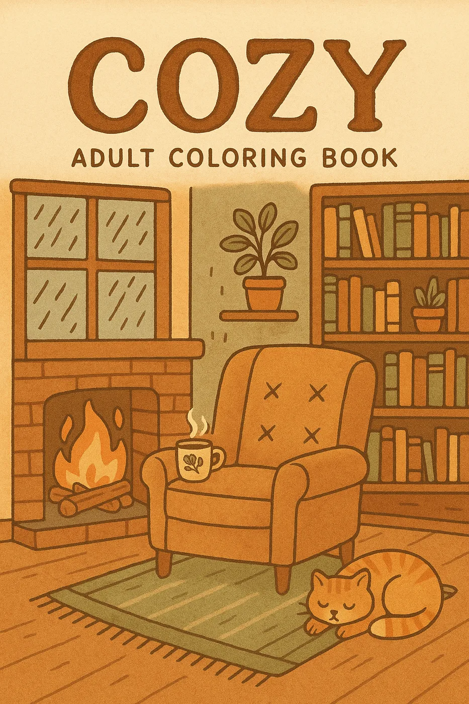 Cozy coloring book for adults 50 page cover
