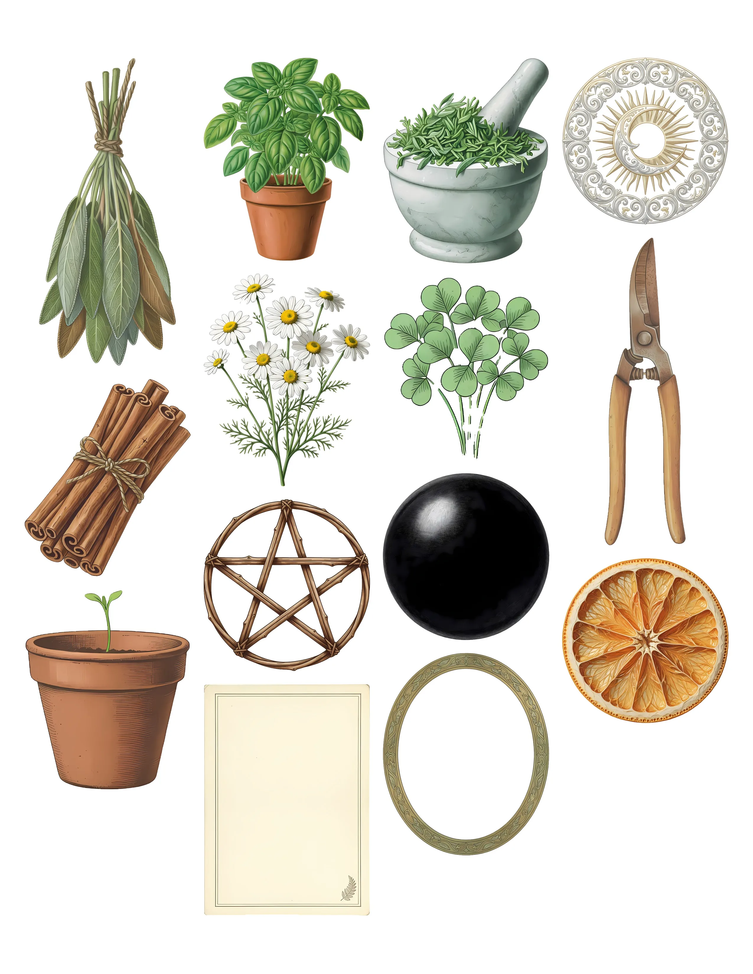 Green Witch Ephemera Kit printable sheet preview 1
