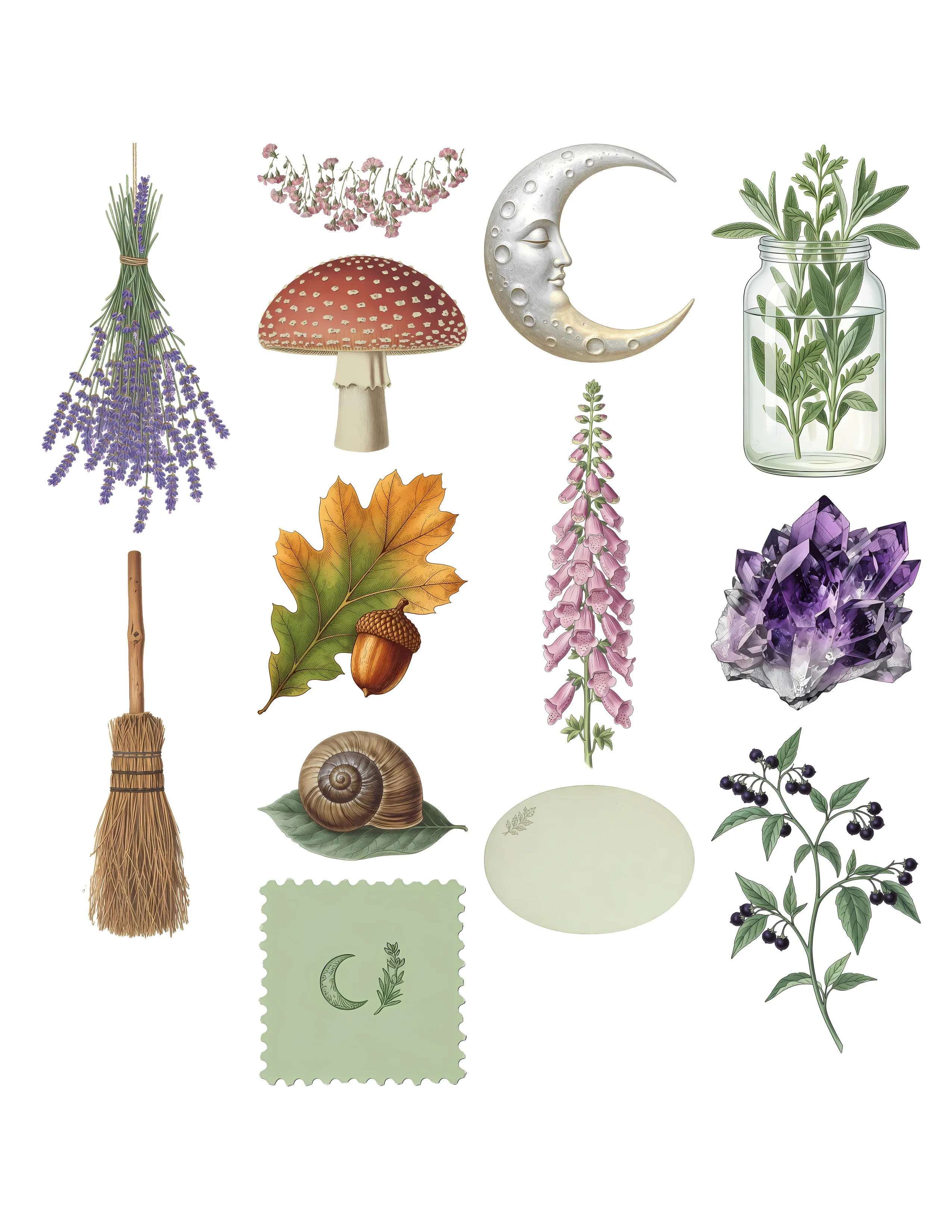Green Witch Ephemera Kit printable sheet preview 2