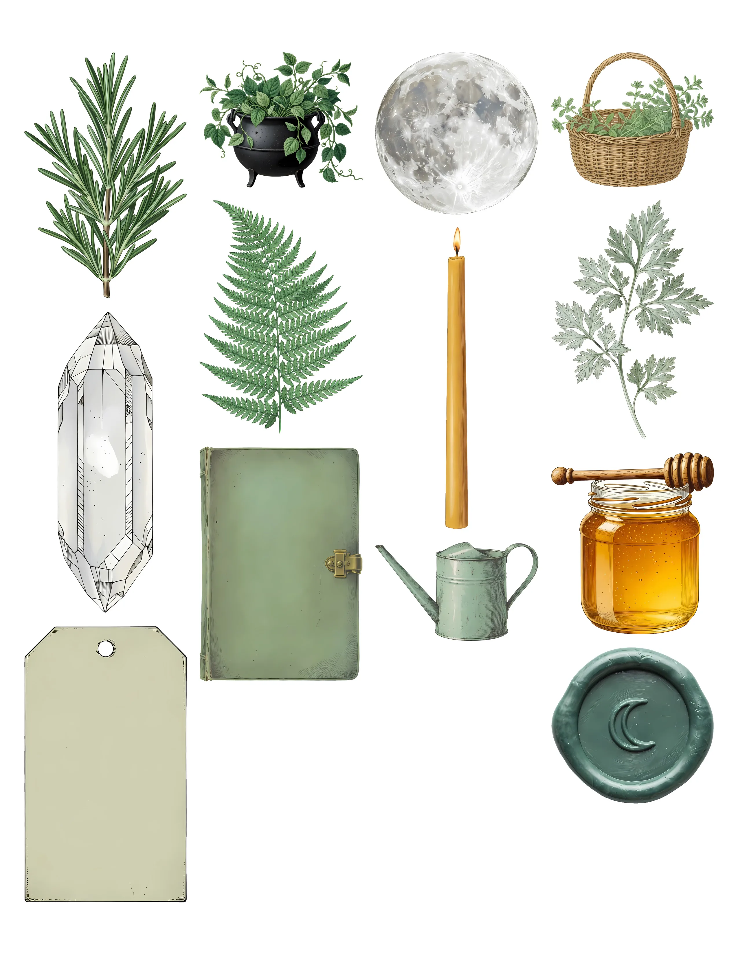 Green Witch Ephemera Kit printable sheet preview 3
