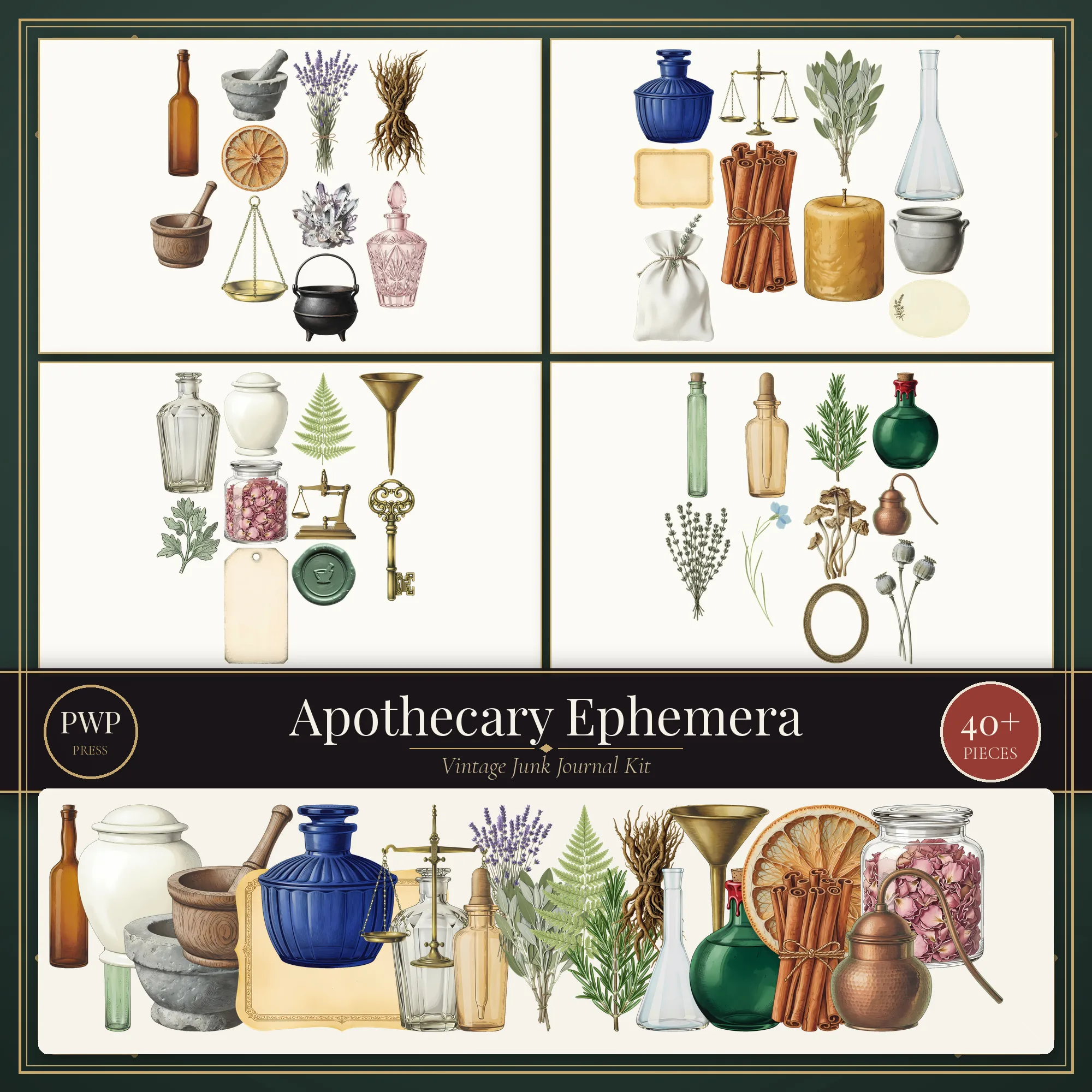 Vintage Apothecary Ephemera Kit vintage junk journal ephemera kit cover