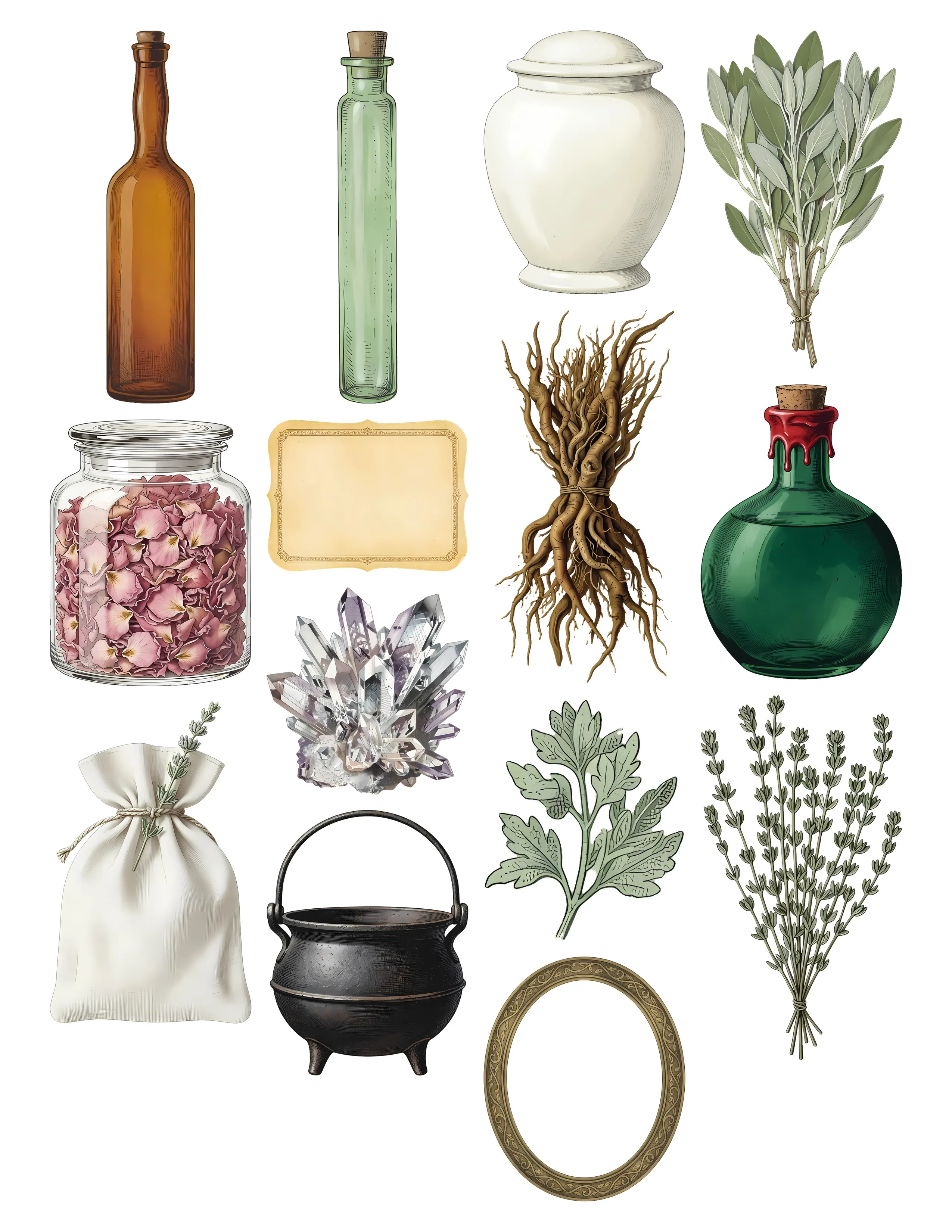 Vintage Apothecary Ephemera Kit printable sheet preview 1