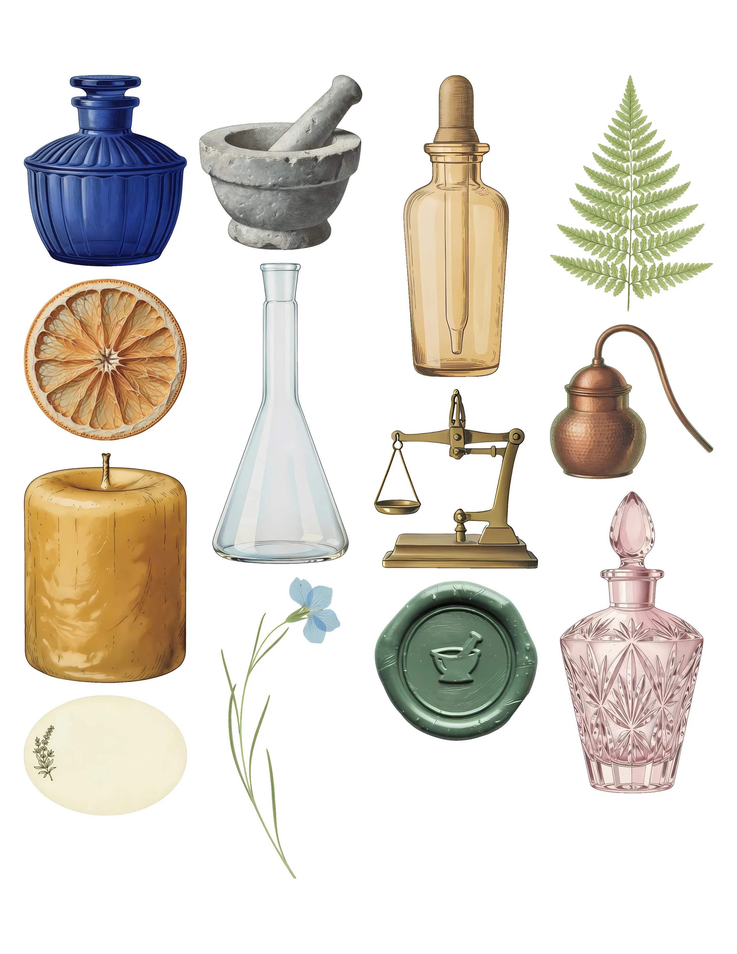 Vintage Apothecary Ephemera Kit printable sheet preview 2