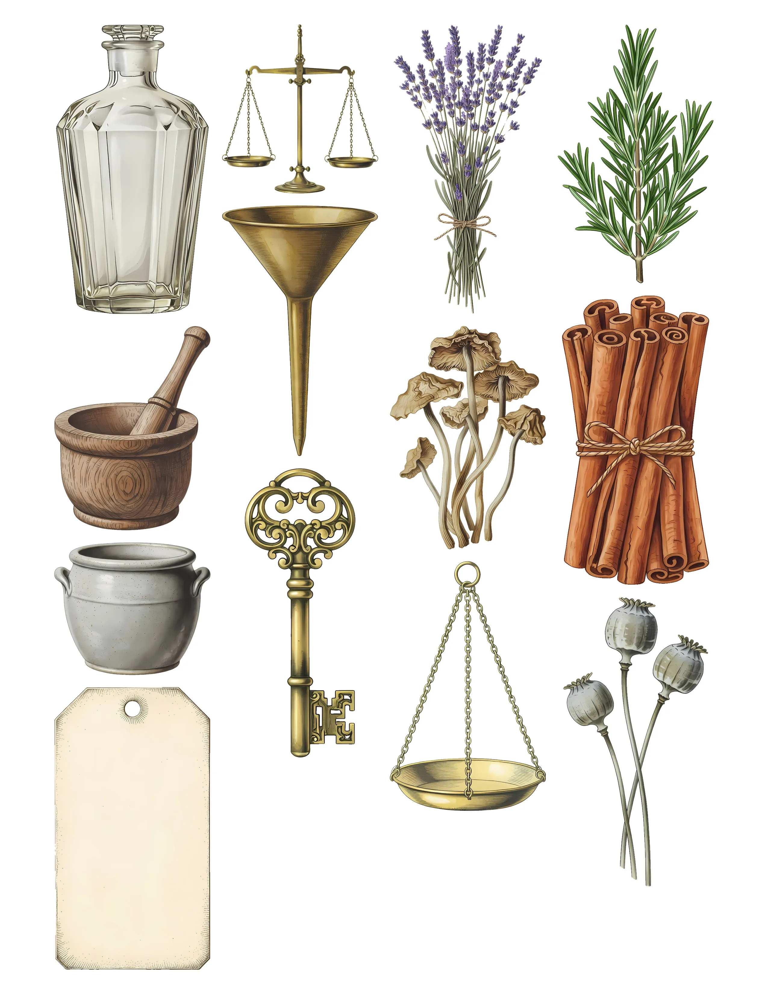 Vintage Apothecary Ephemera Kit printable sheet preview 3