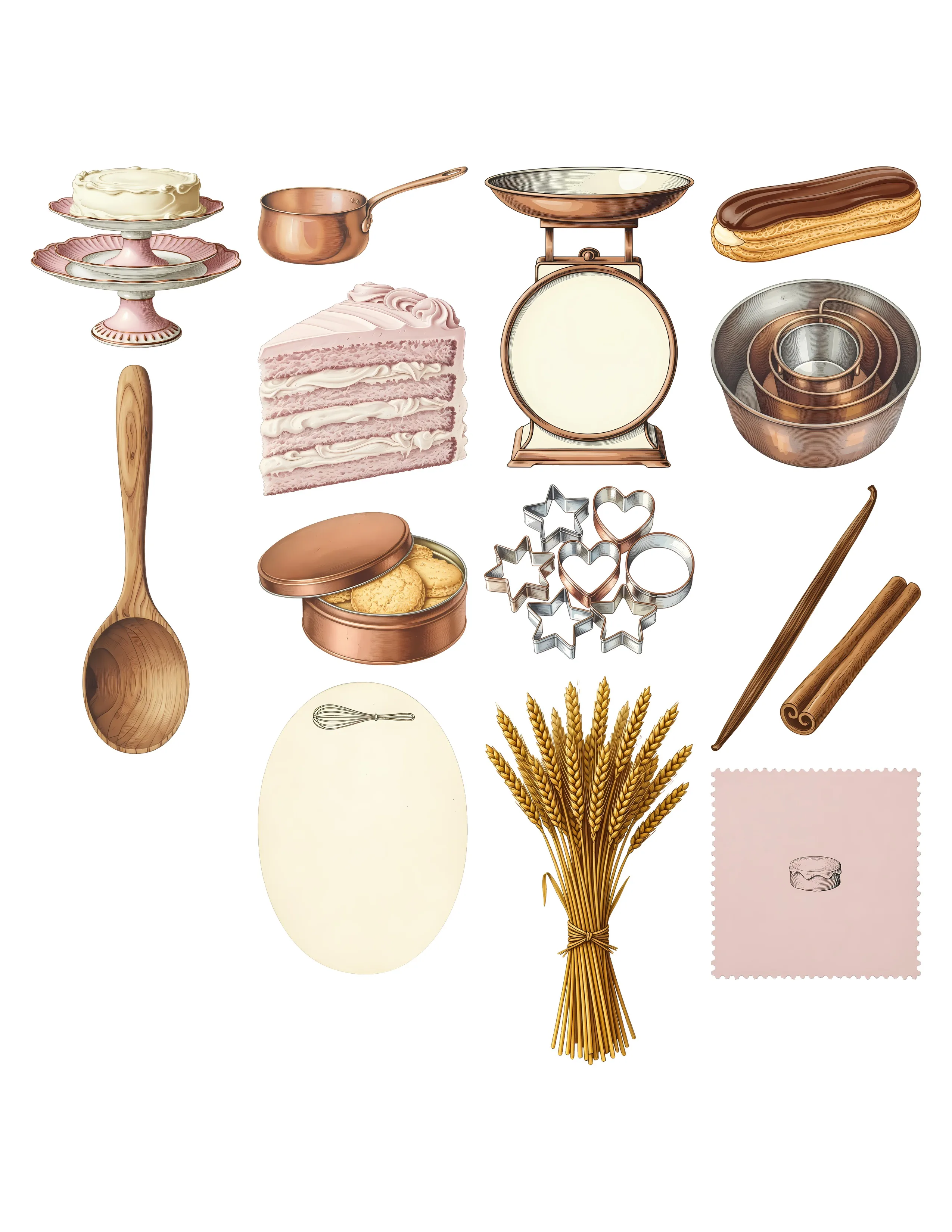Vintage Bakery Ephemera Kit printable sheet preview 2