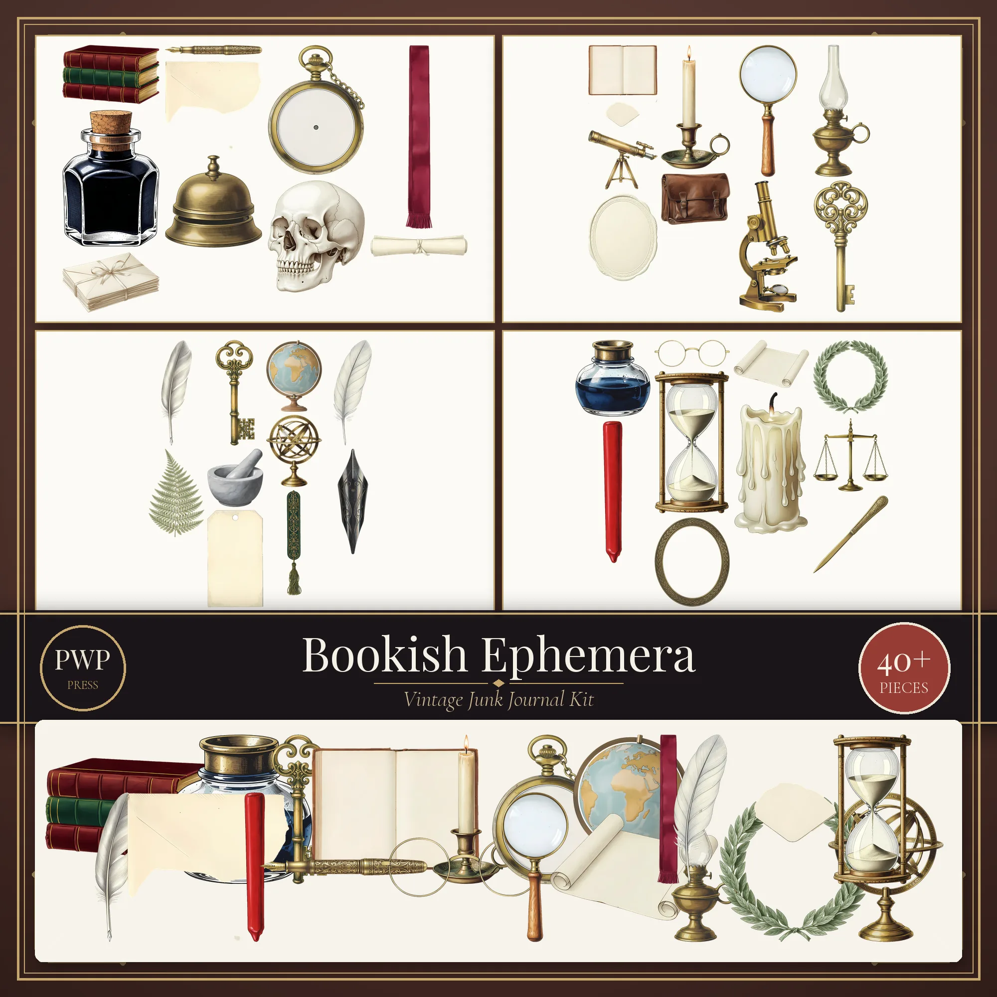 Vintage Bookish Ephemera Kit vintage junk journal ephemera kit cover