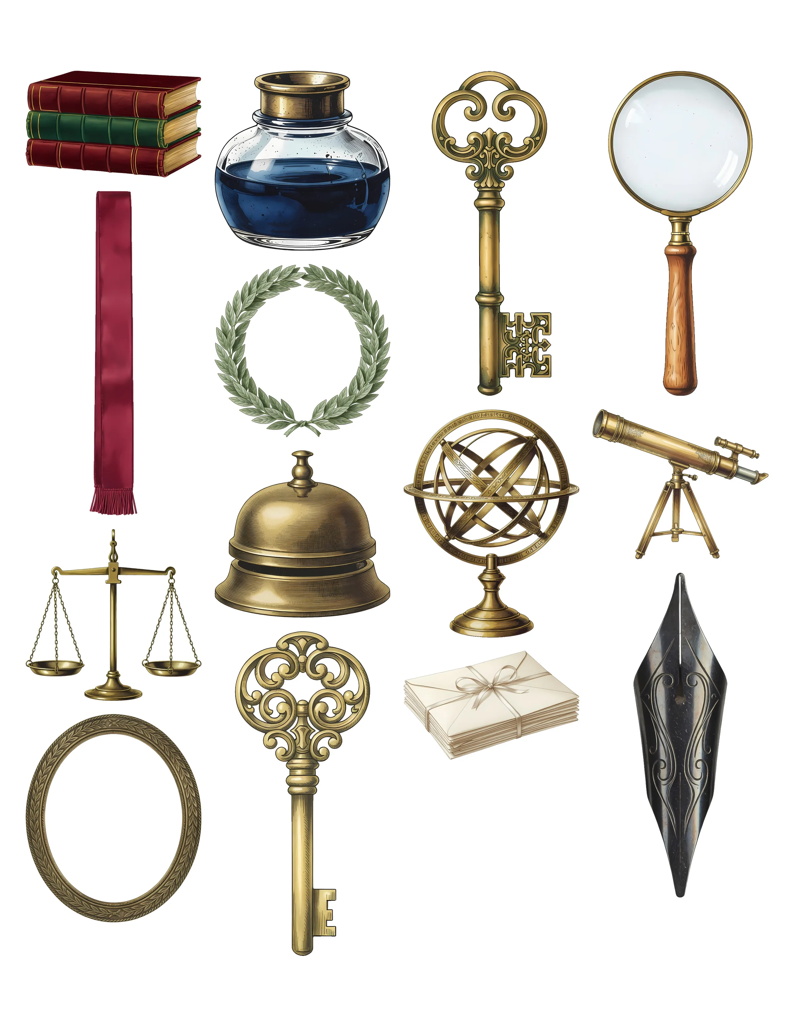 Vintage Bookish Ephemera Kit printable sheet preview 1