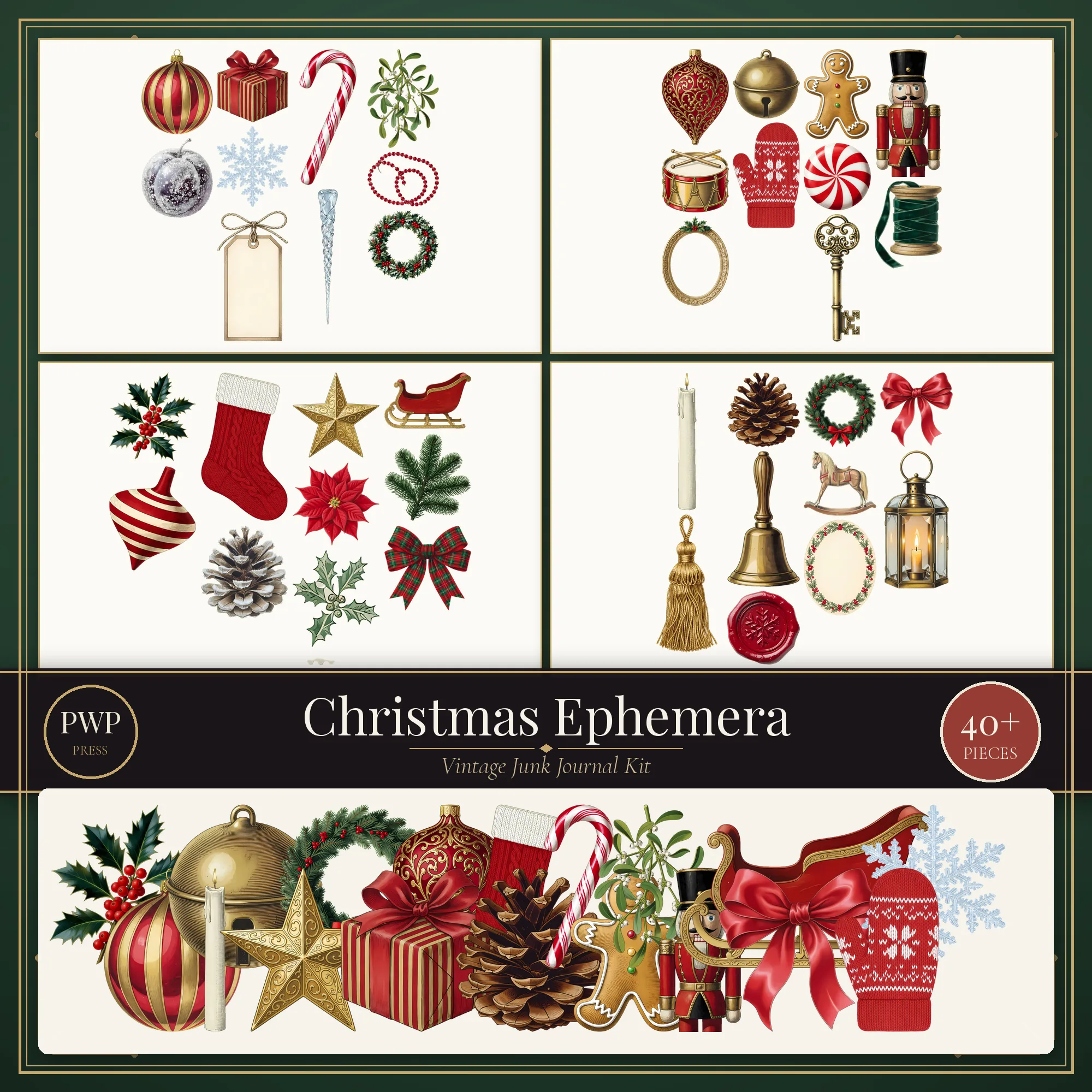 Vintage Christmas Ephemera Kit vintage junk journal ephemera kit cover