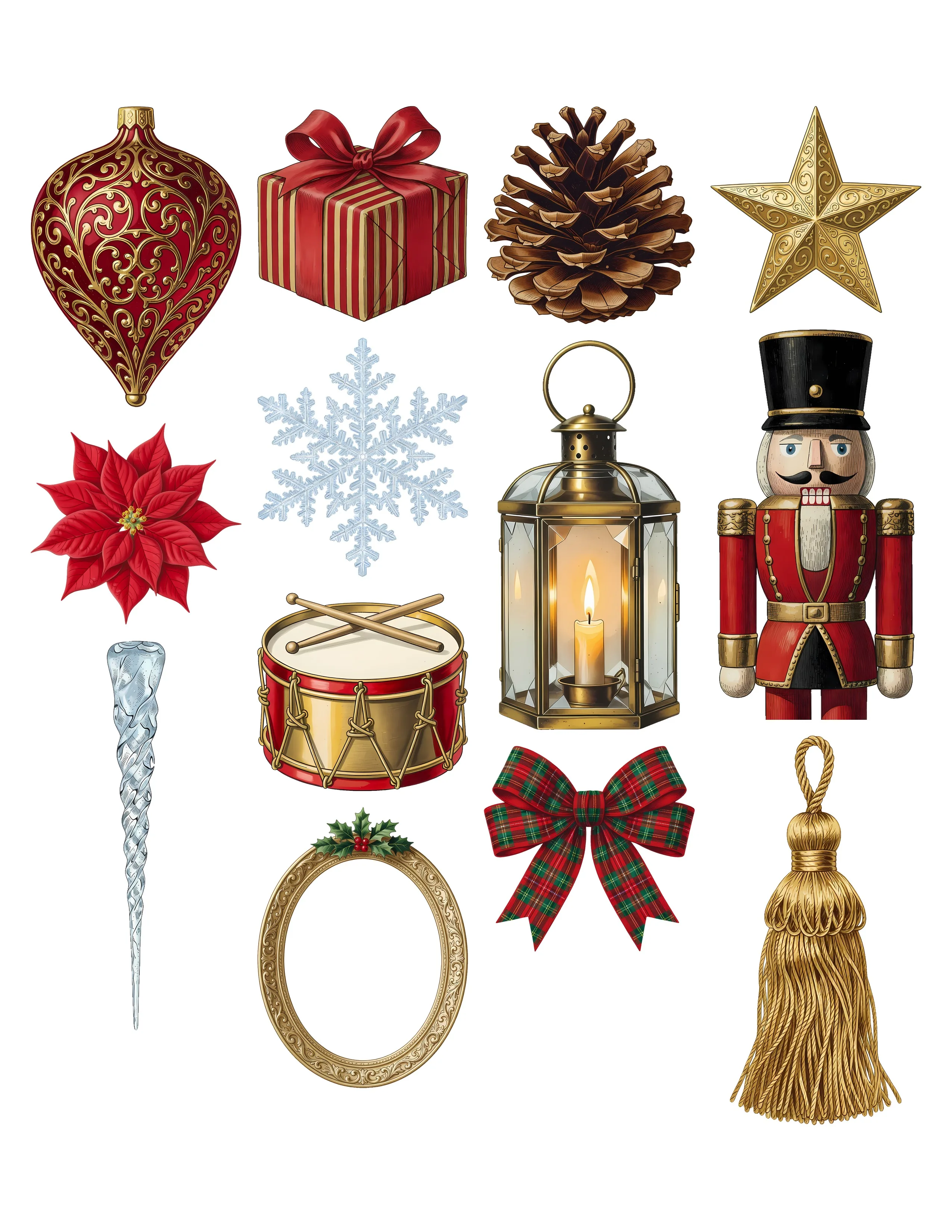 Vintage Christmas Ephemera Kit printable sheet preview 2