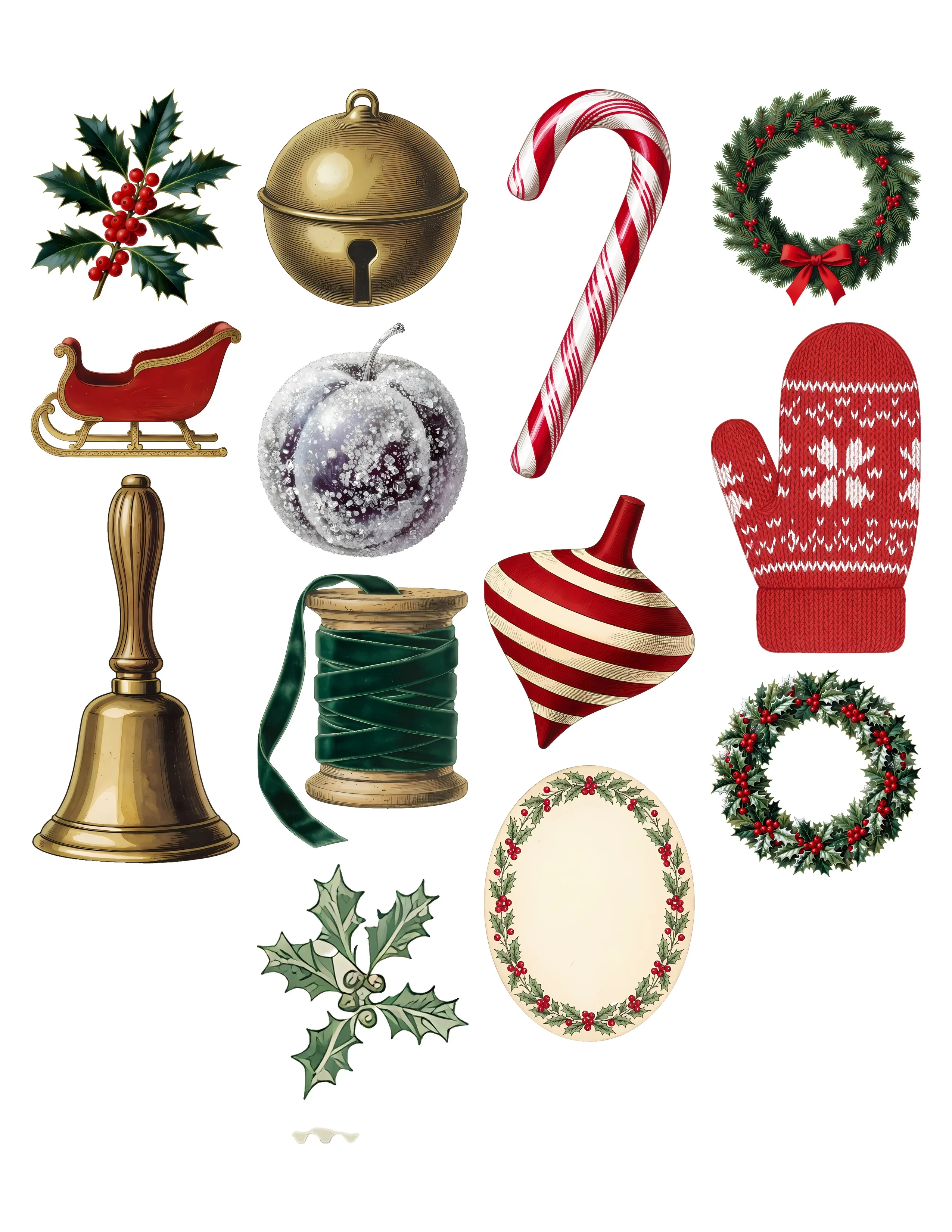 Vintage Christmas Ephemera Kit printable sheet preview 3