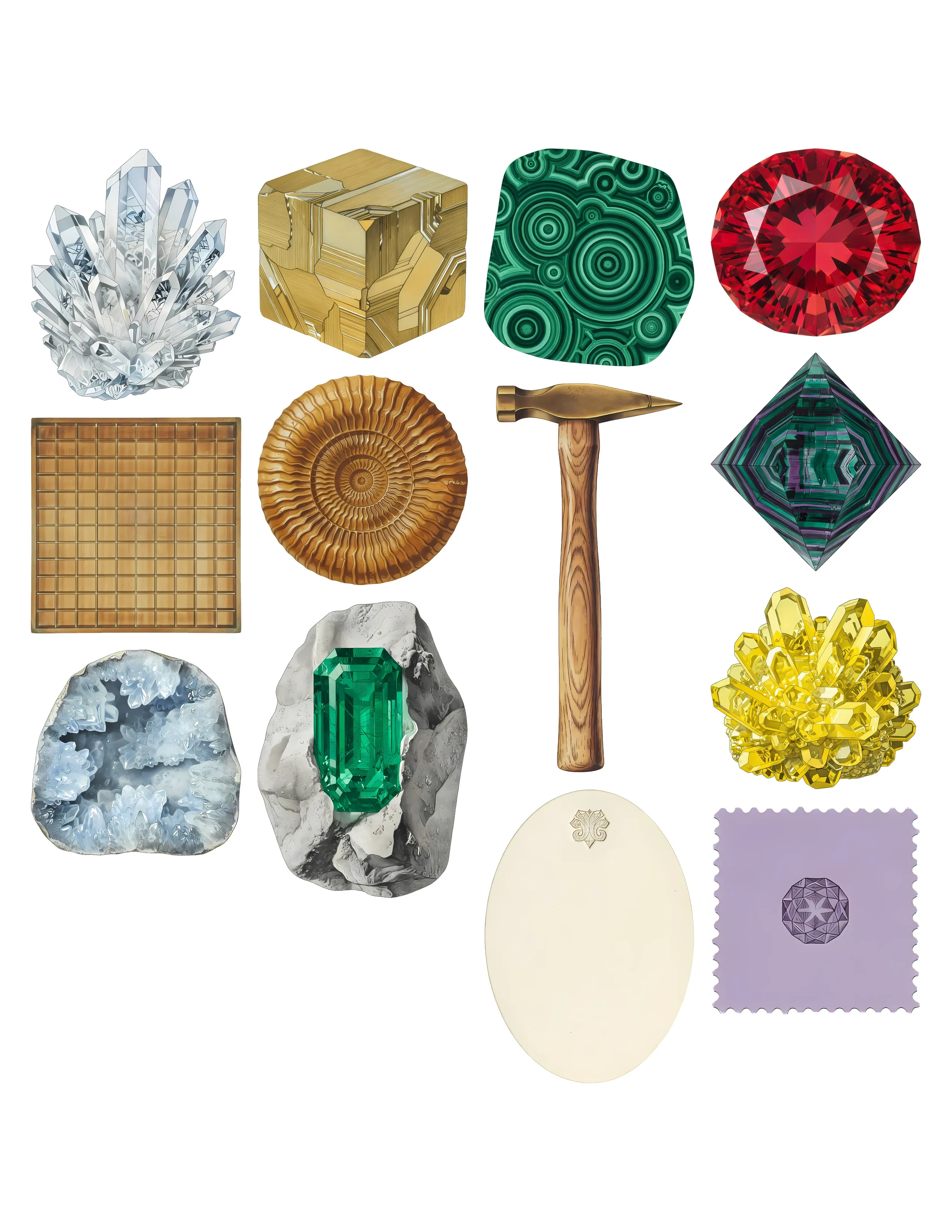 Vintage Crystal Ephemera Kit printable sheet preview 2