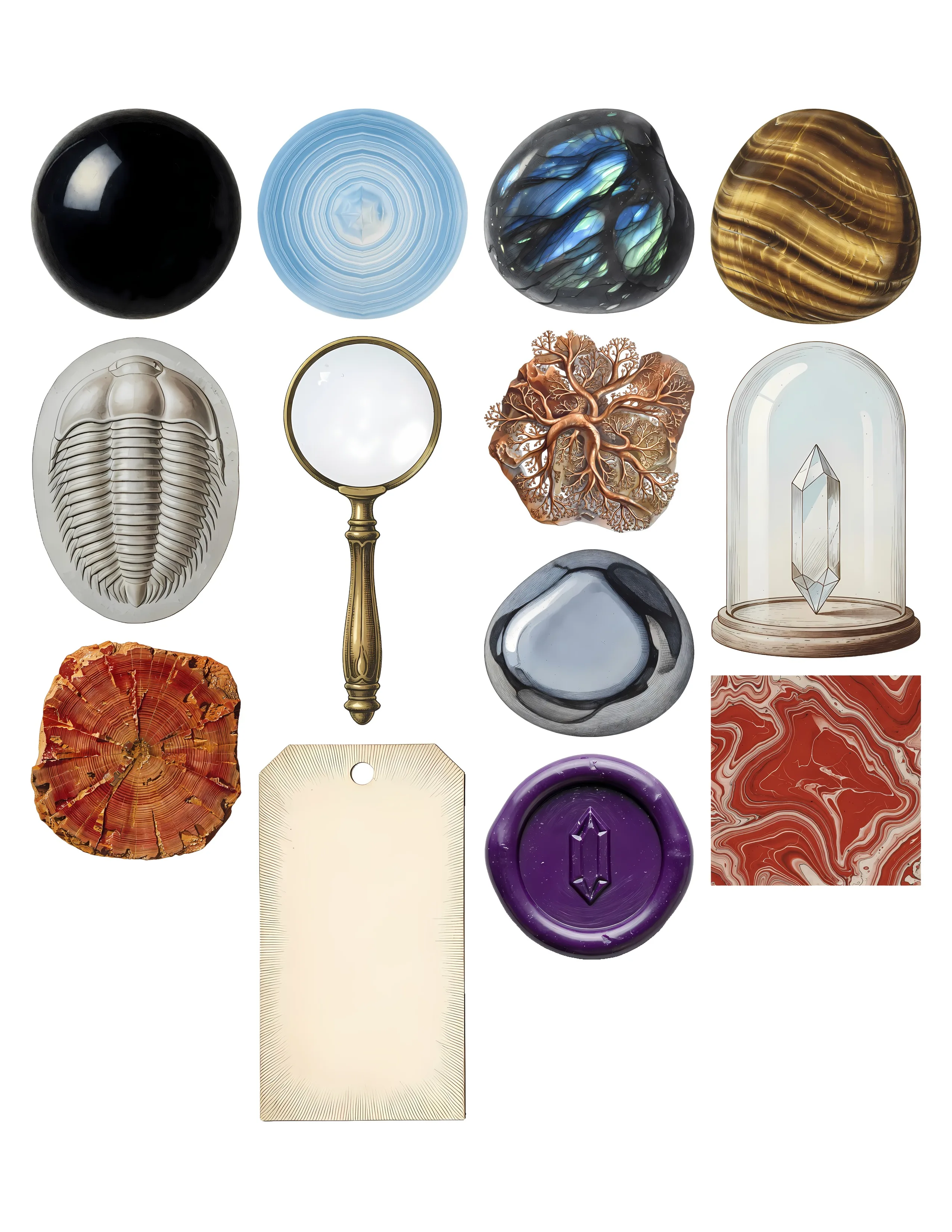 Vintage Crystal Ephemera Kit printable sheet preview 3