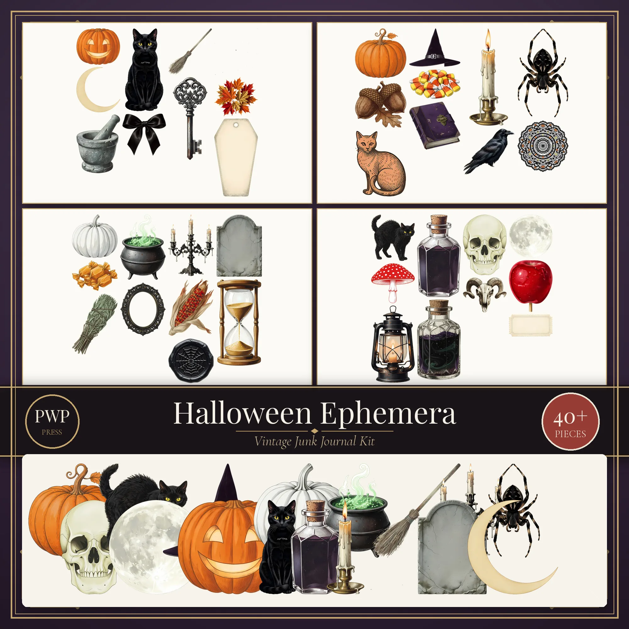 Vintage Halloween Ephemera Kit vintage junk journal ephemera kit cover