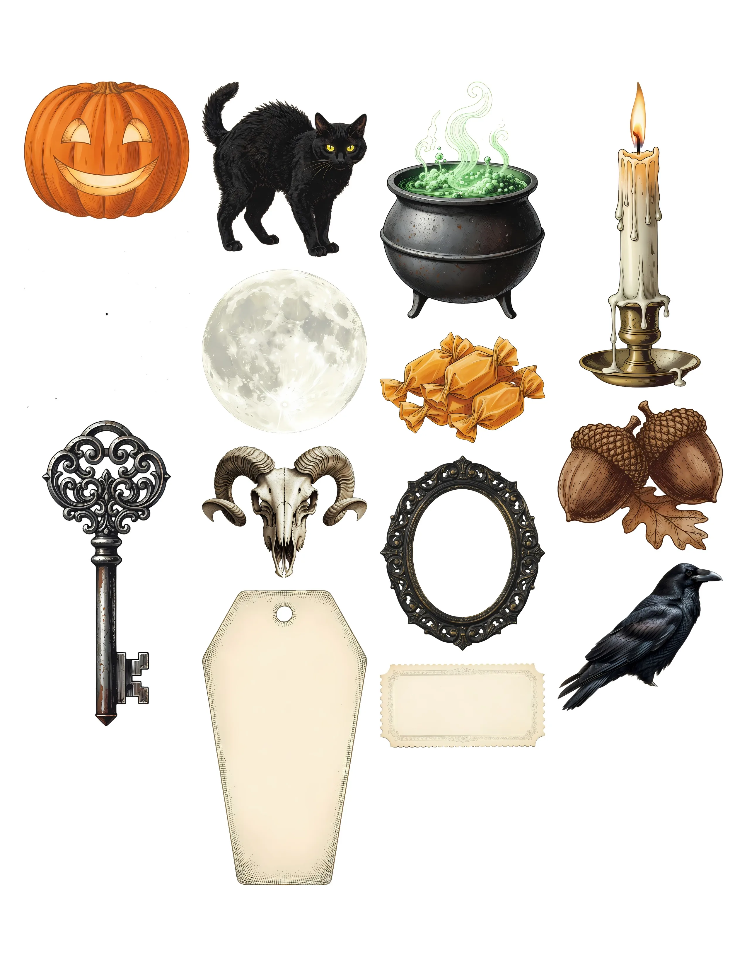 Vintage Halloween Ephemera Kit printable sheet preview 1