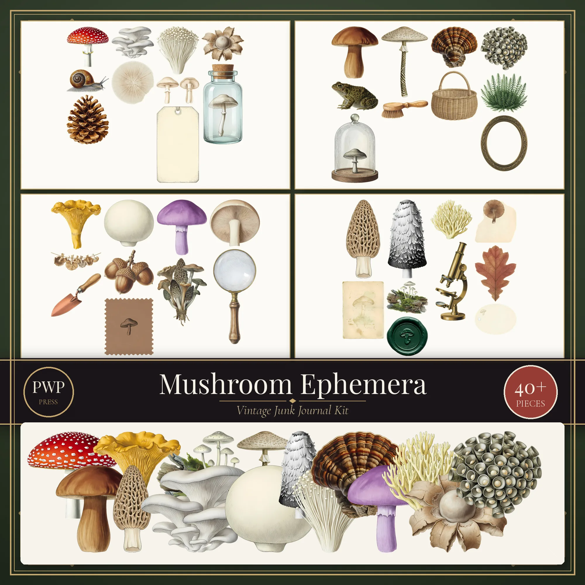 Vintage Mushroom Ephemera Kit vintage junk journal ephemera kit cover