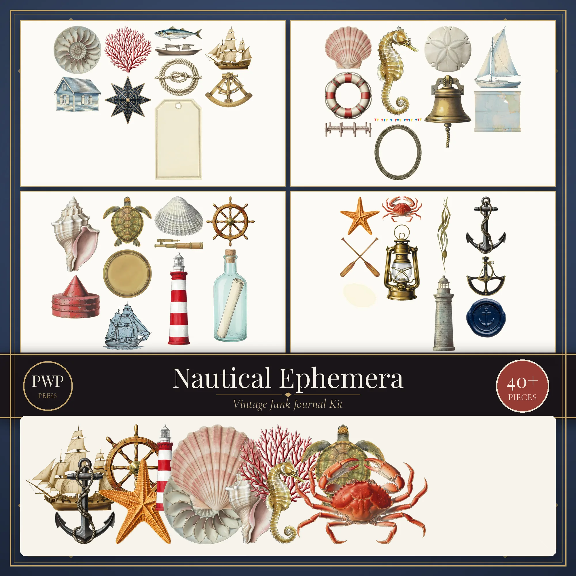 Vintage Nautical Ephemera Kit vintage junk journal ephemera kit cover