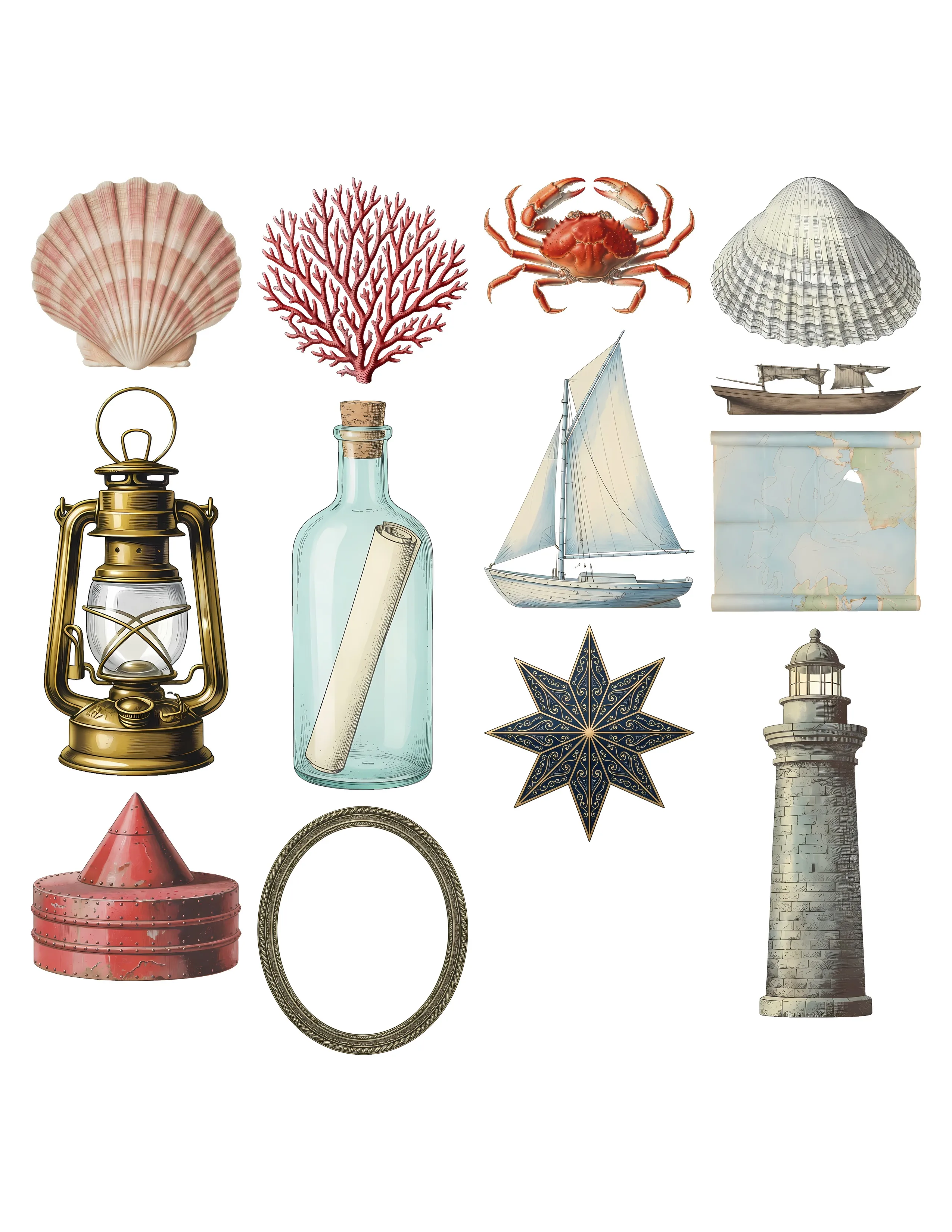 Vintage Nautical Ephemera Kit printable sheet preview 2