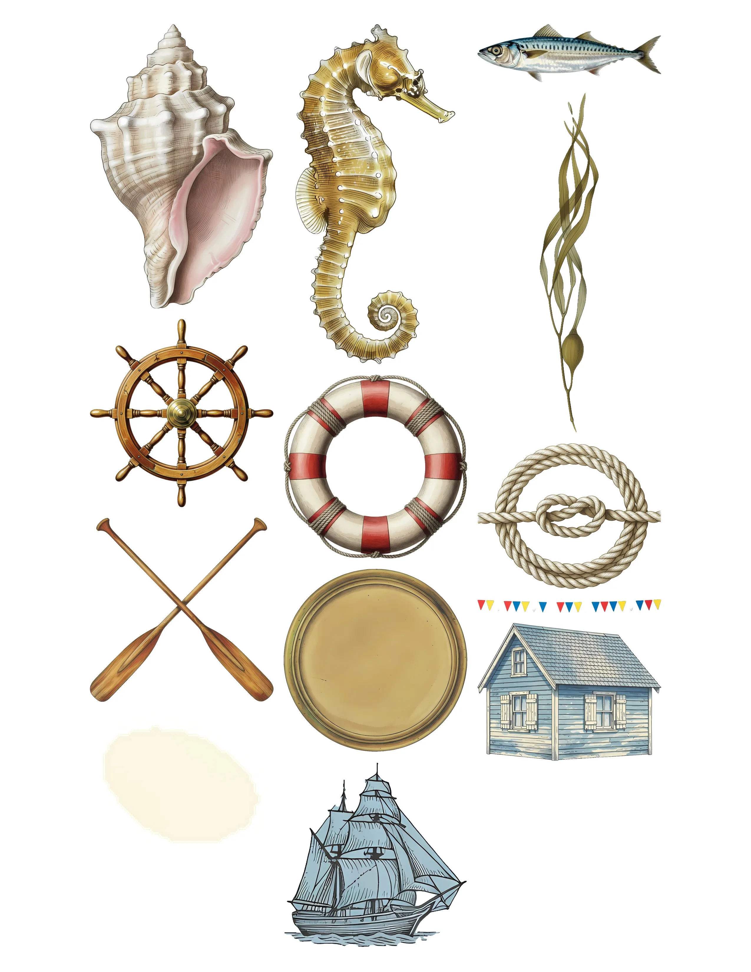 Vintage Nautical Ephemera Kit printable sheet preview 3