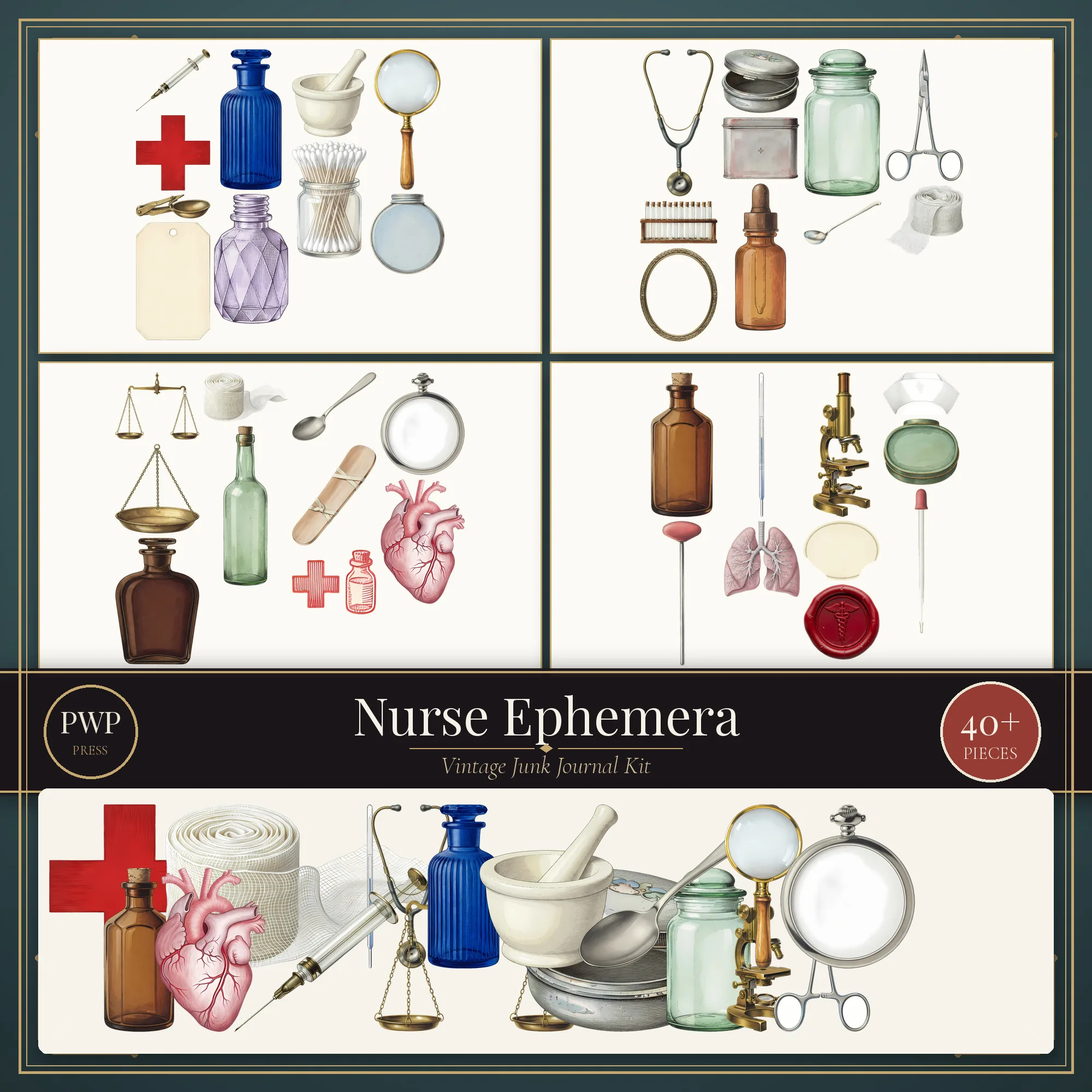 Vintage Nurse Ephemera Kit vintage junk journal ephemera kit cover