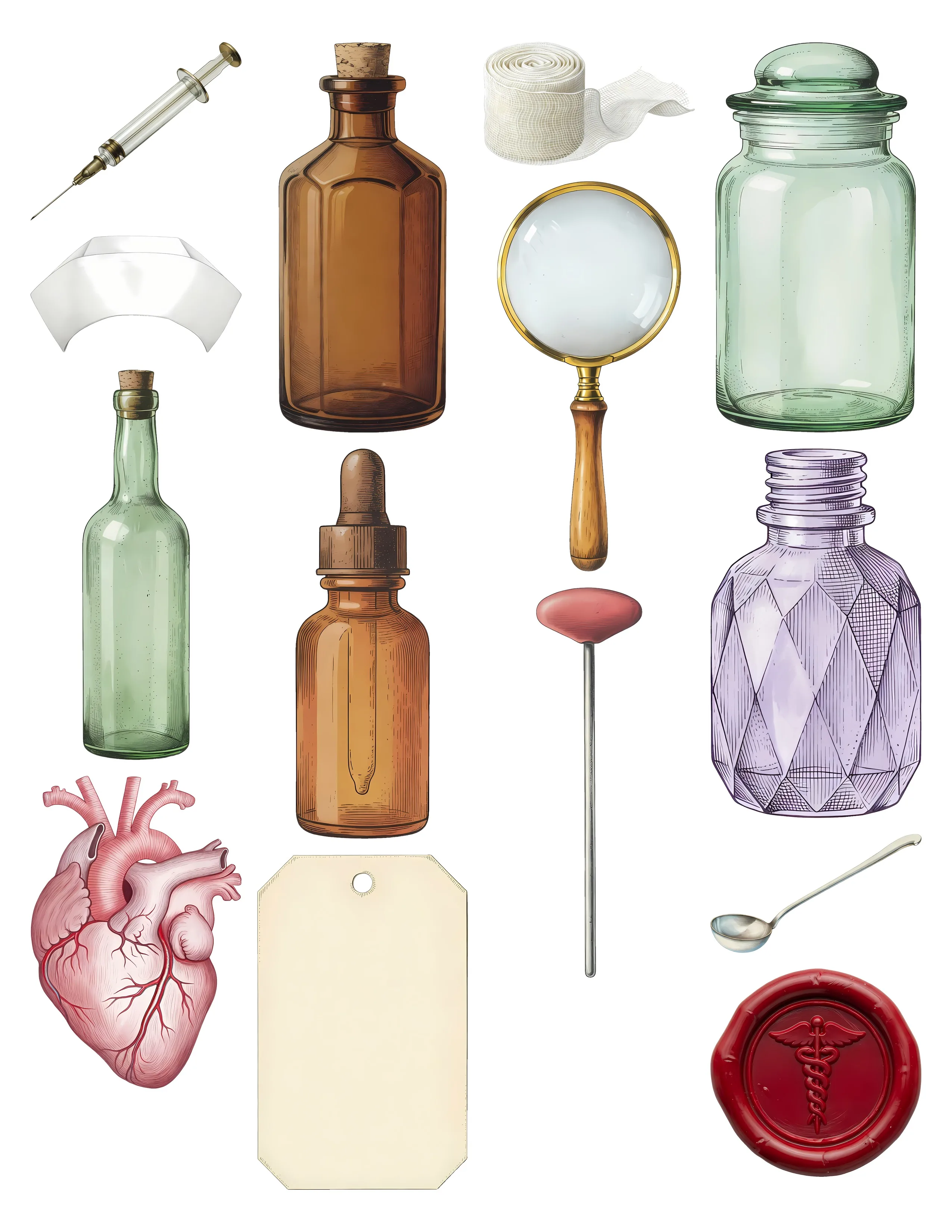 Vintage Nurse Ephemera Kit printable sheet preview 1