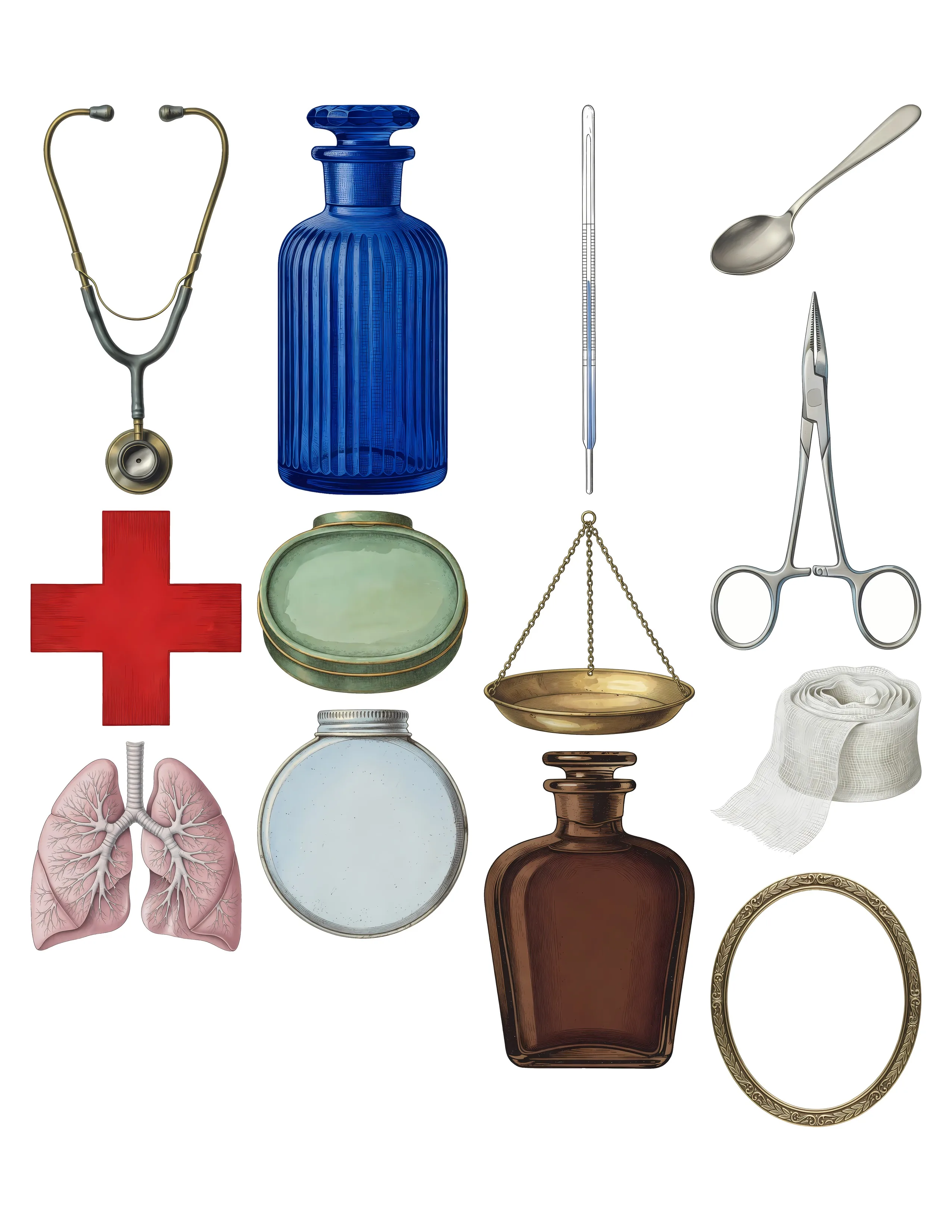 Vintage Nurse Ephemera Kit printable sheet preview 2