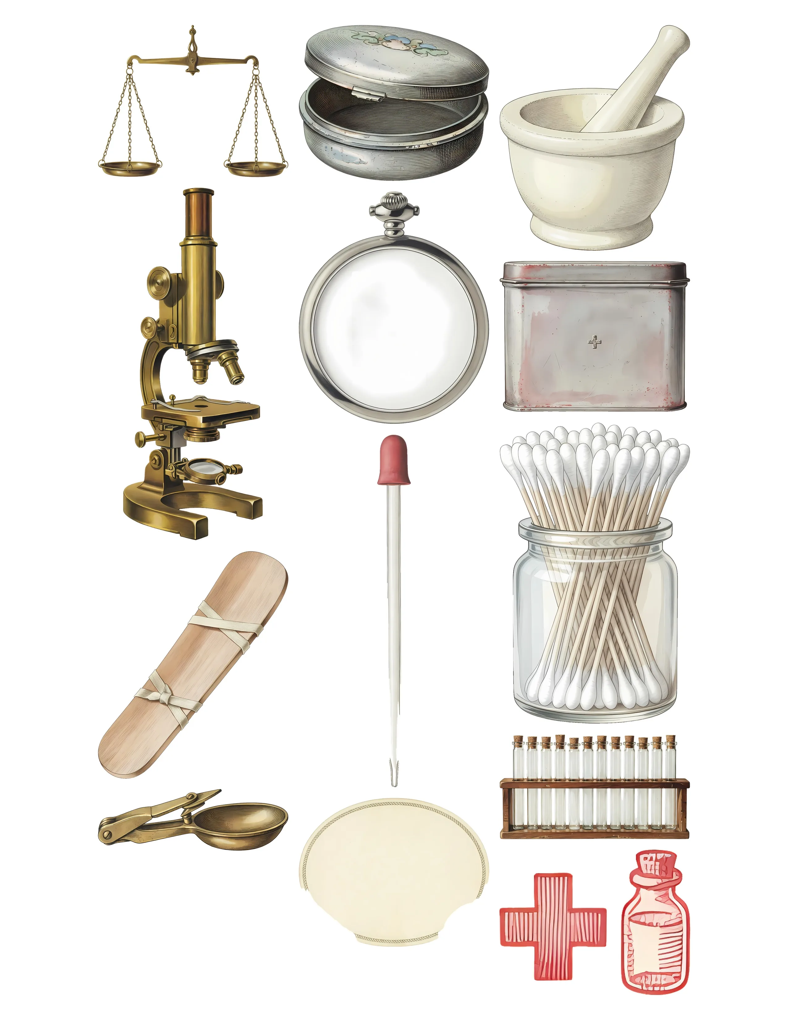 Vintage Nurse Ephemera Kit printable sheet preview 3