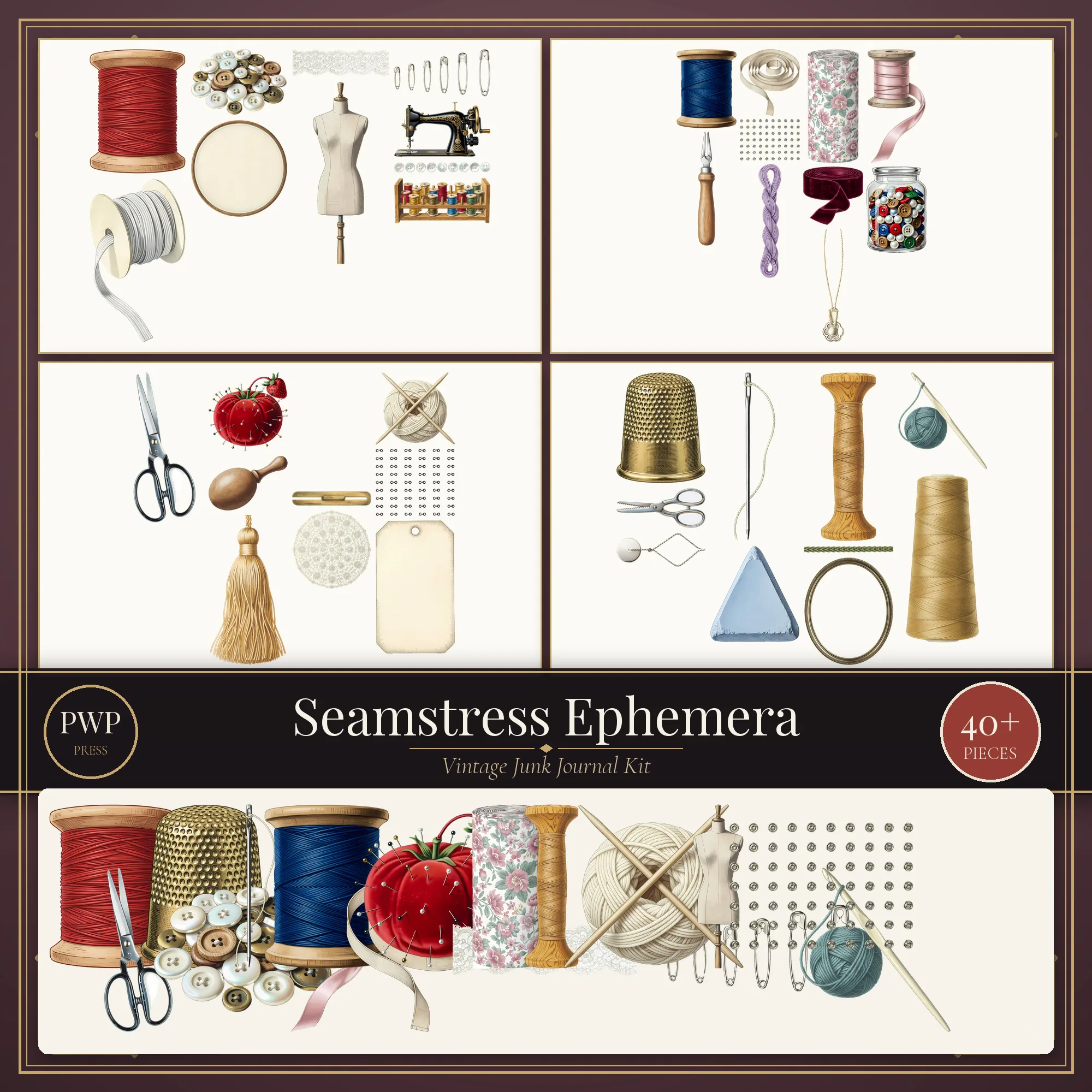 Vintage Sewing Ephemera Kit vintage junk journal ephemera kit cover