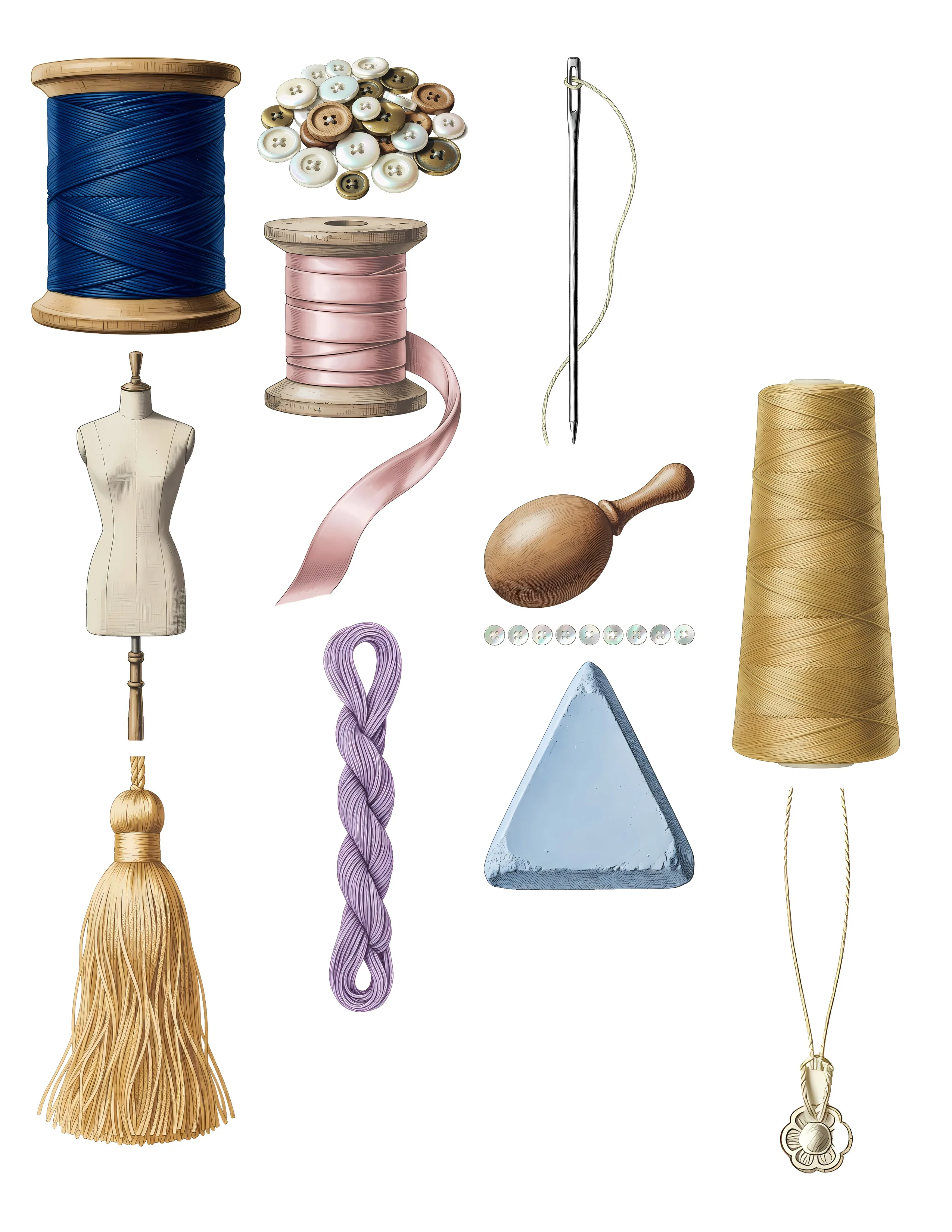 Vintage Sewing Ephemera Kit printable sheet preview 2