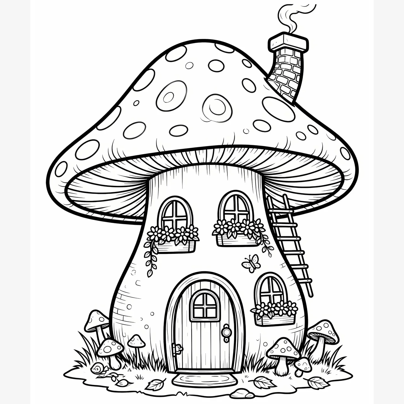 Sample fairy coloring page with garden line art