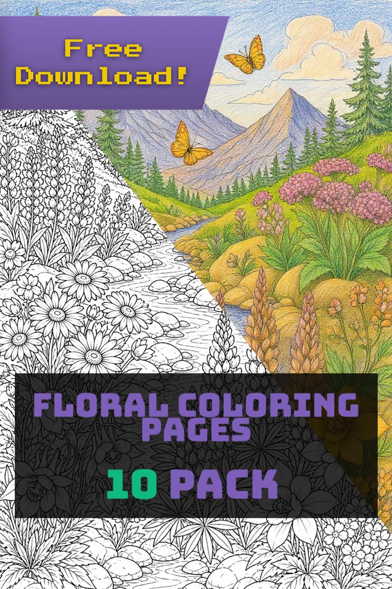 Floral Coloring Pages (10 Pack) cover
