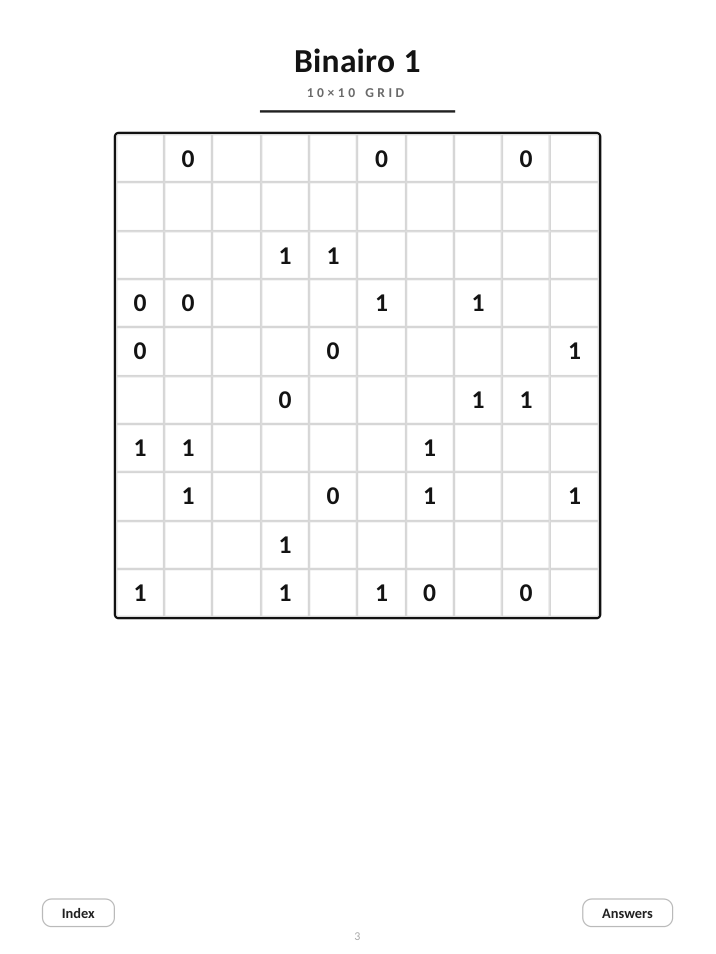 Binairo for reMarkable, 10 Puzzles cover