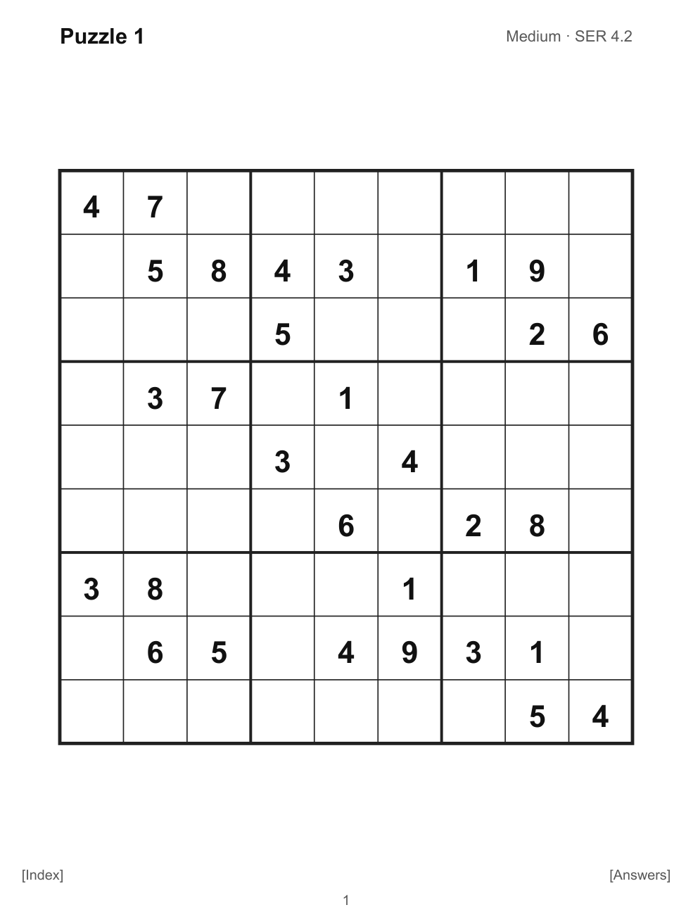 Medium Sudoku for reMarkable, 10 Puzzles cover