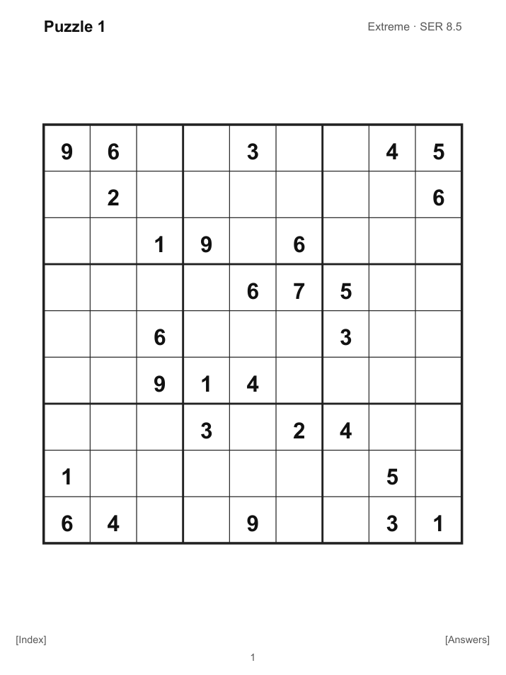 Extreme Sudoku for reMarkable, 10 Puzzles cover