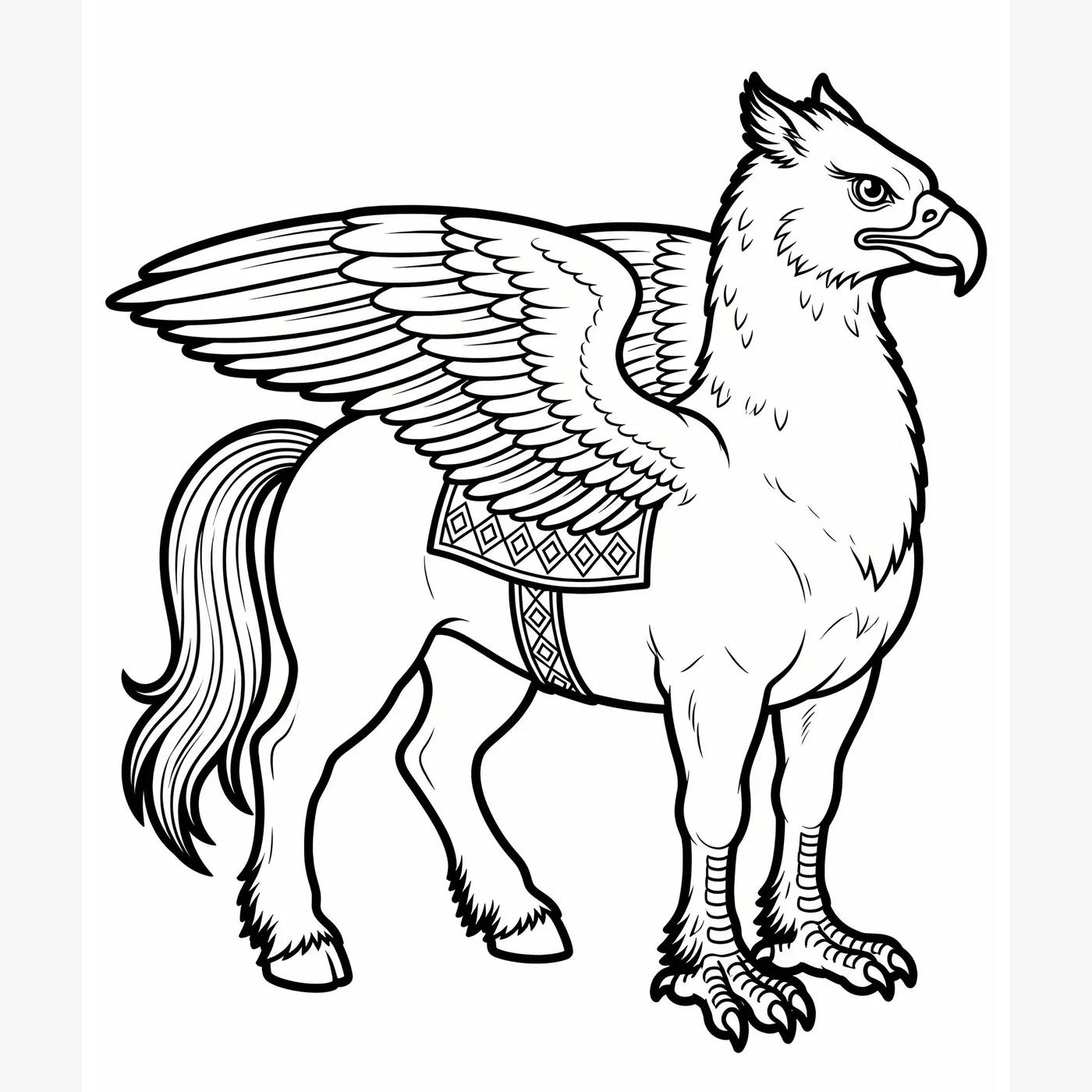 Sample mythical creature coloring page with detailed line art