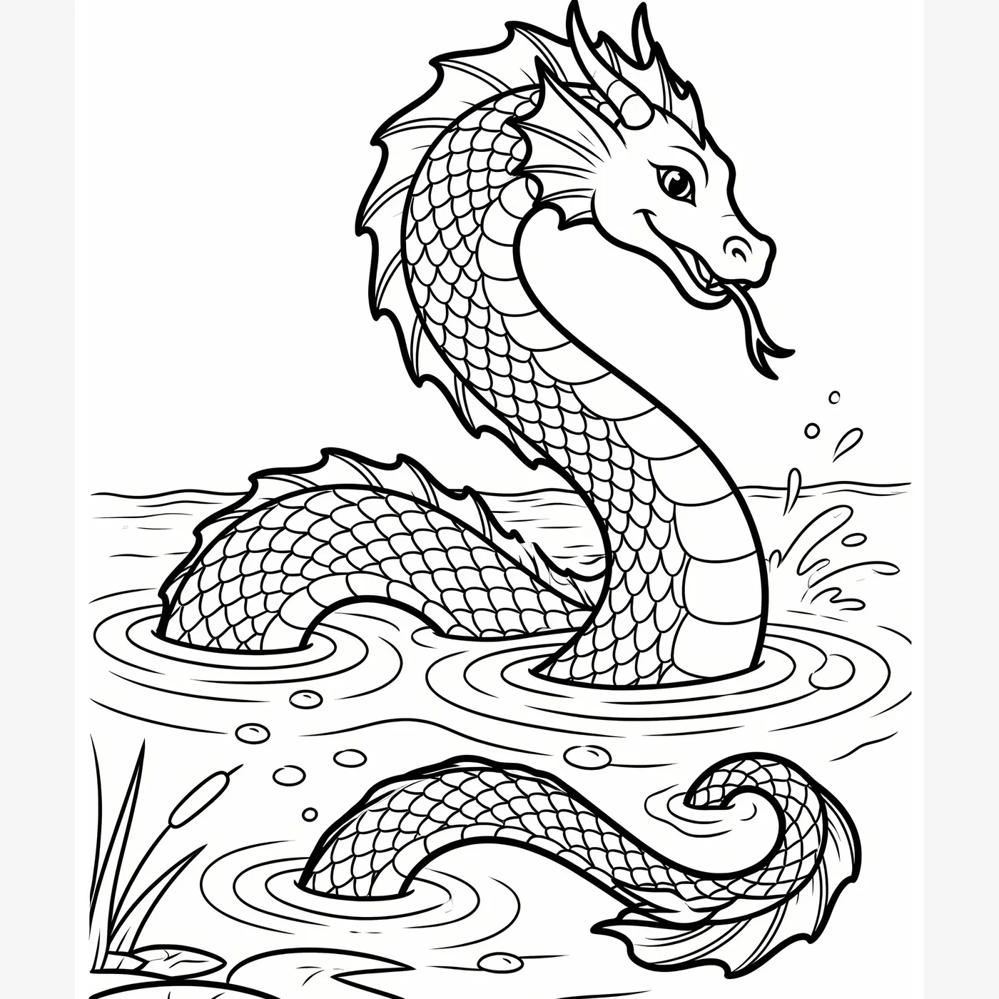 Sample mythical beasts coloring page with black line art