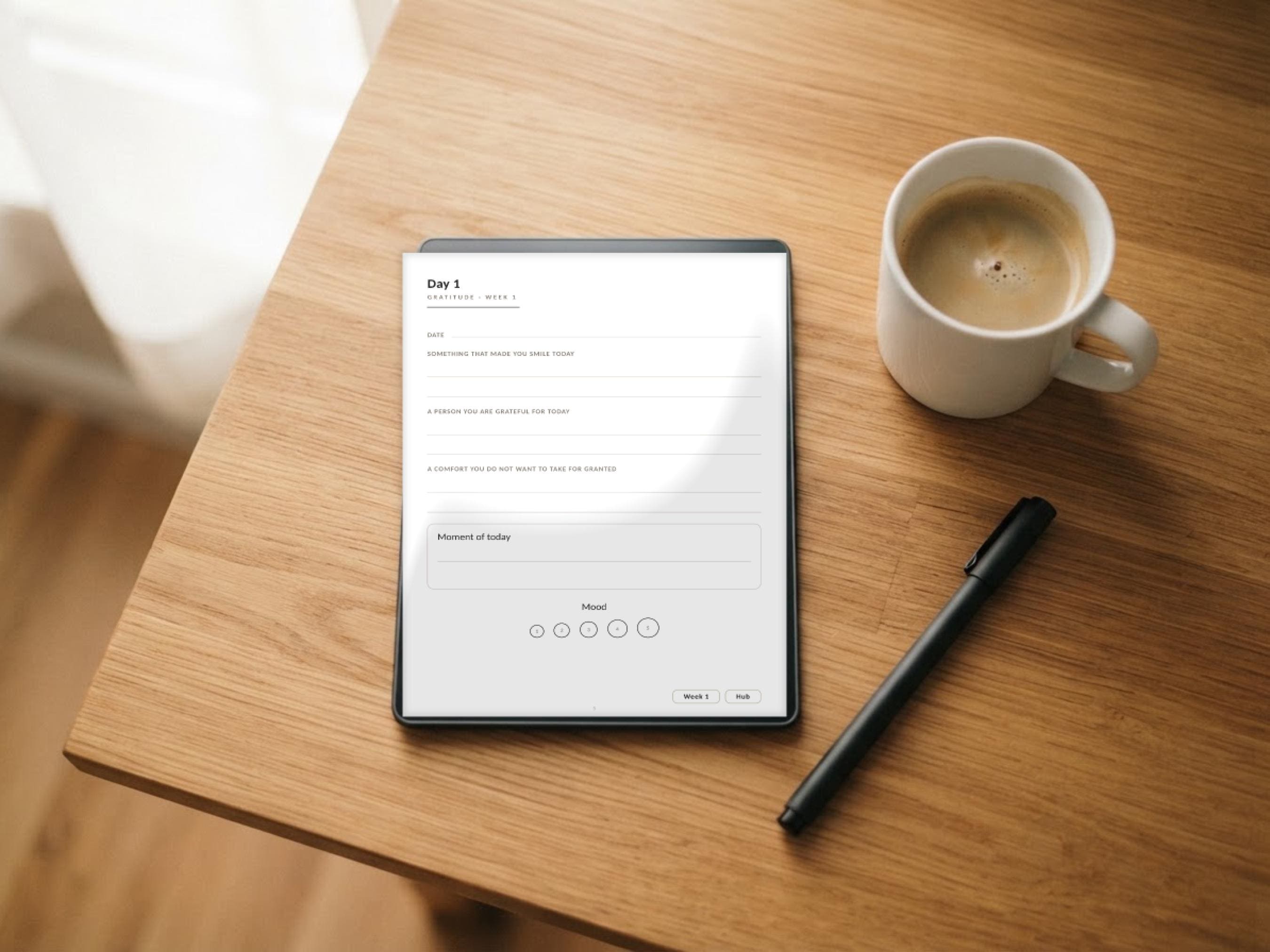 Gratitude journal template sized for reMarkable