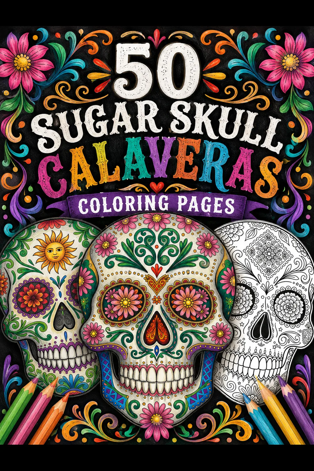 Sugar skull calaveras coloring pages printable PDF cover