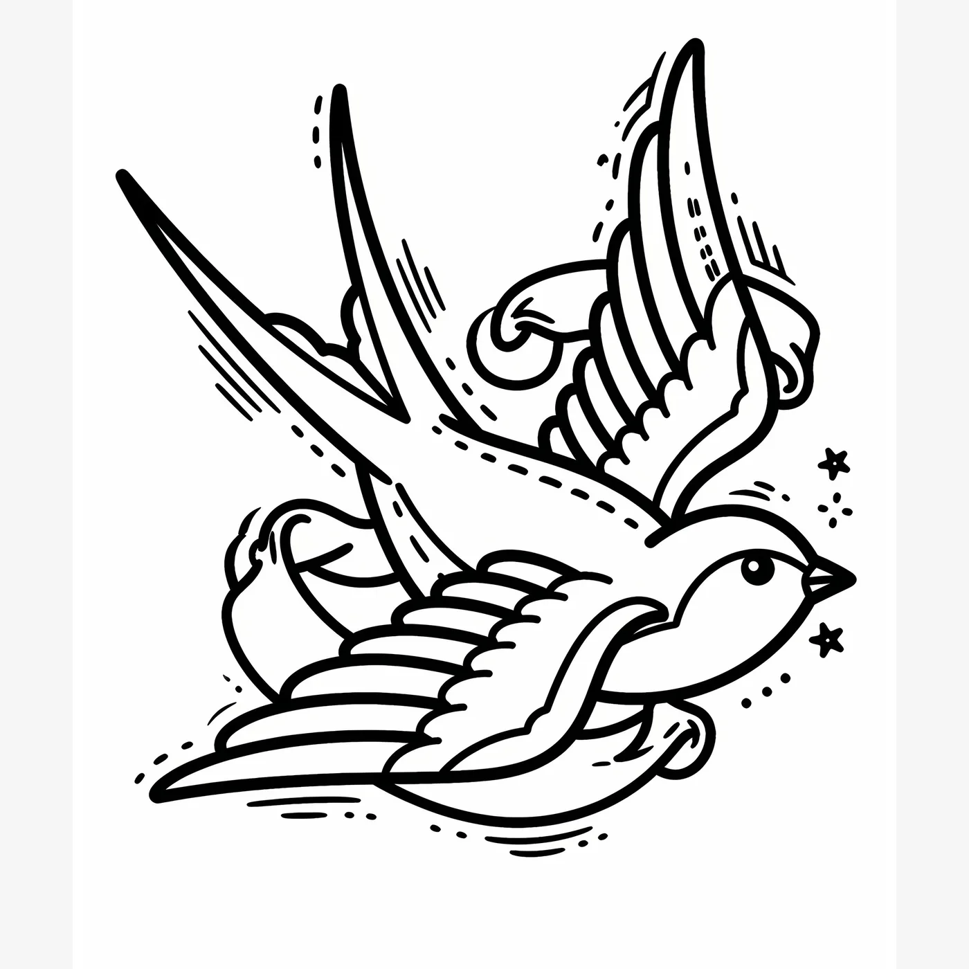 Sample tattoo flash coloring page with bold line art